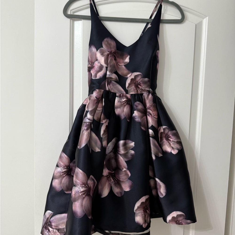 L'ATISTE Pink Fit and Flare Mini Dress Spaghetti Strap